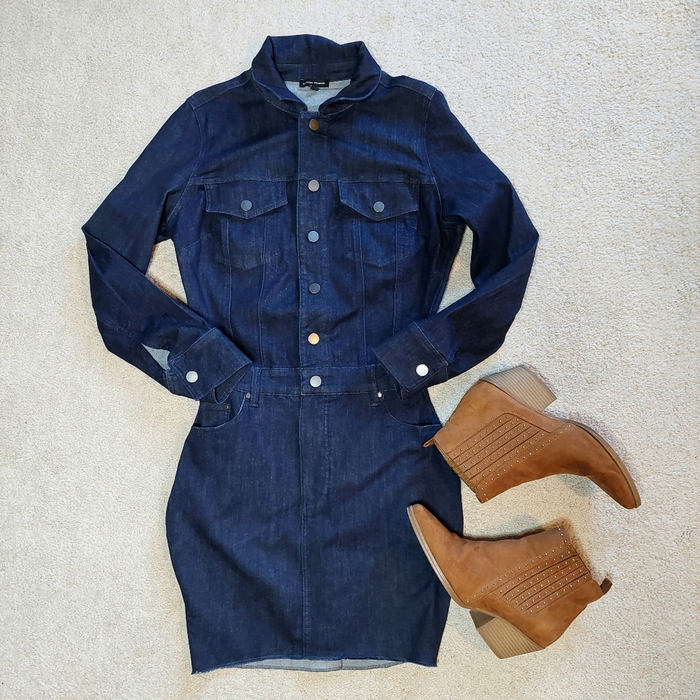 Universal Standard Denim Long Sleeve Mini Dress Sz 6